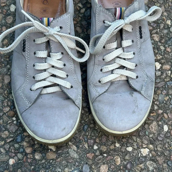 Ecco Pewter Nubuck Suede Leather Casual Sneakers Size 39 - Picture 6 of 8